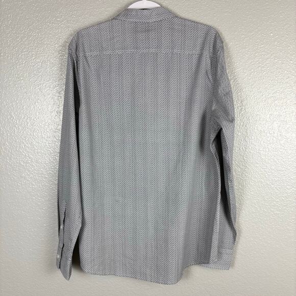 NWT American Rag Size Large Mens Button Down Preppy Boho White Grey Shirt - Picture 2 of 8